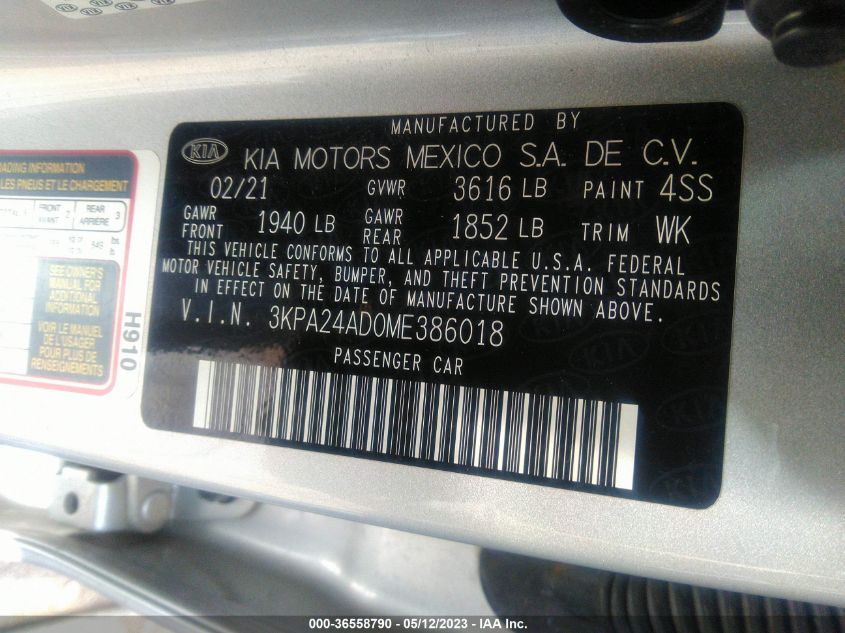 2021 KIA RIO S - 3KPA24AD0ME386018