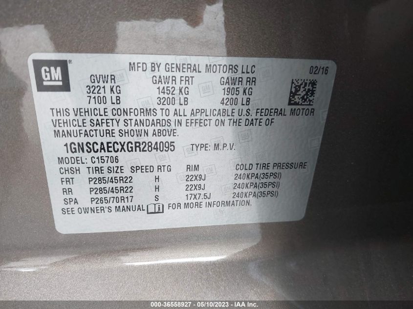 2016 CHEVROLET TAHOE LS - 1GNSCAECXGR284095