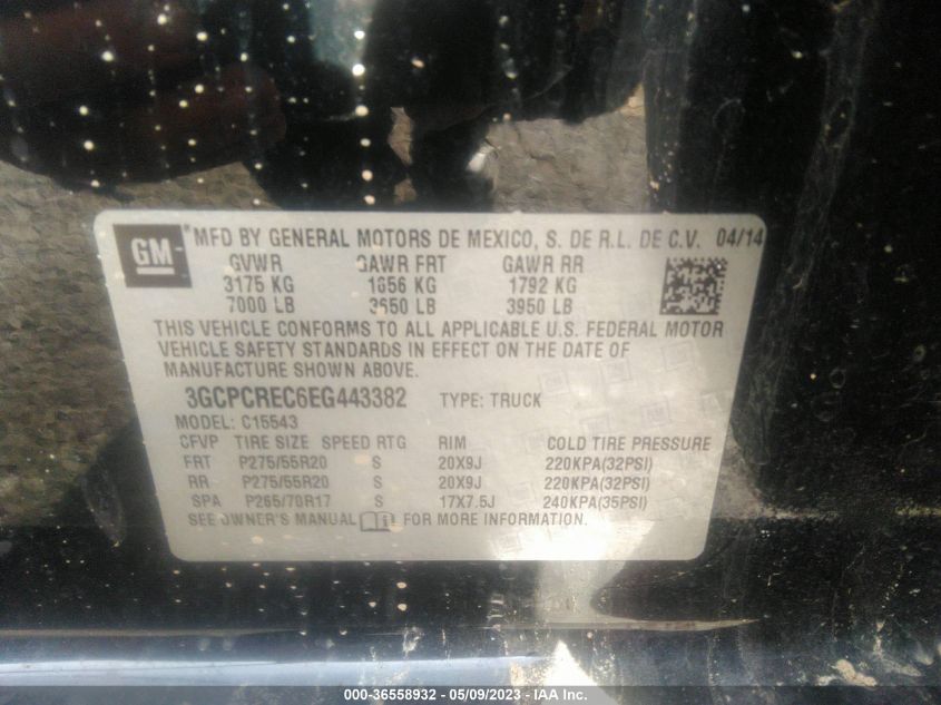 2014 CHEVROLET SILVERADO 1500 LT - 3GCPCREC6EG443382