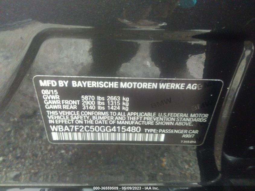 2016 BMW 7 SERIES 750I XDRIVE - WBA7F2C50GG415480