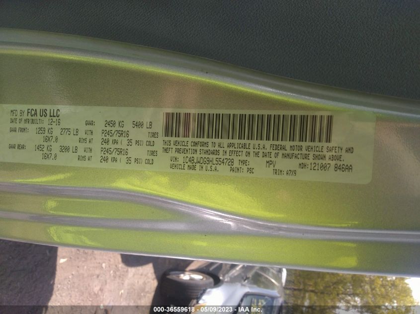 2017 JEEP WRANGLER UNLIMITED SPORT - 1C4BJWDG9HL554728