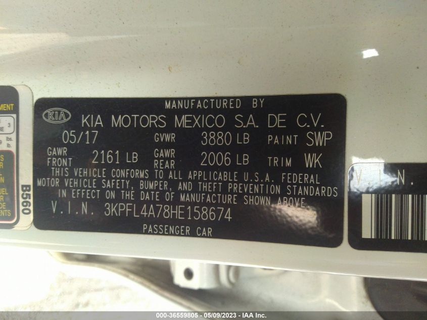 2017 KIA FORTE LX - 3KPFL4A78HE158674