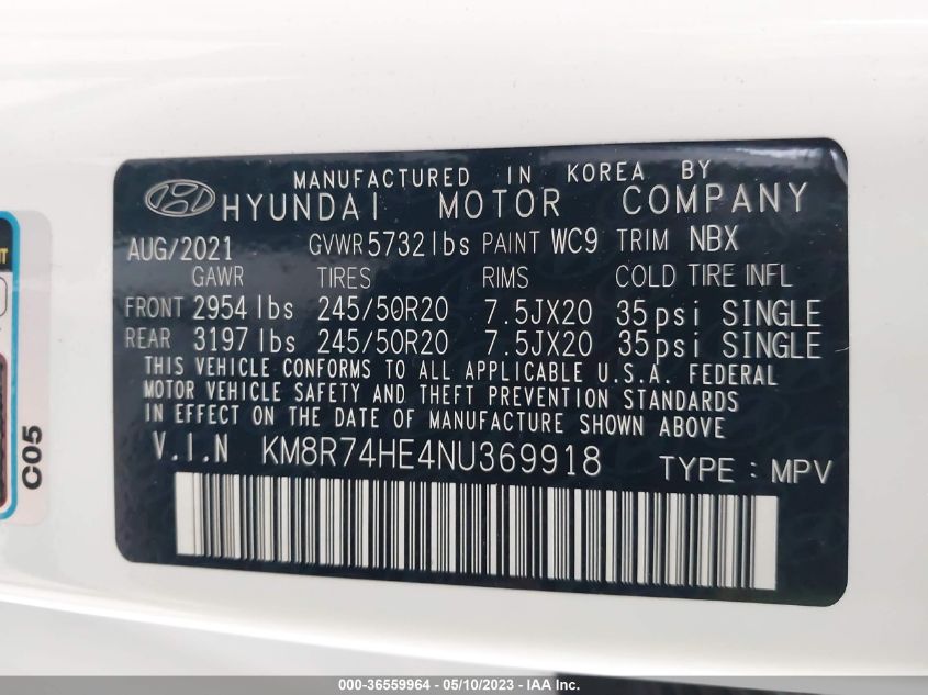 2022 HYUNDAI PALISADE CALLIGRAPHY - KM8R74HE4NU369918