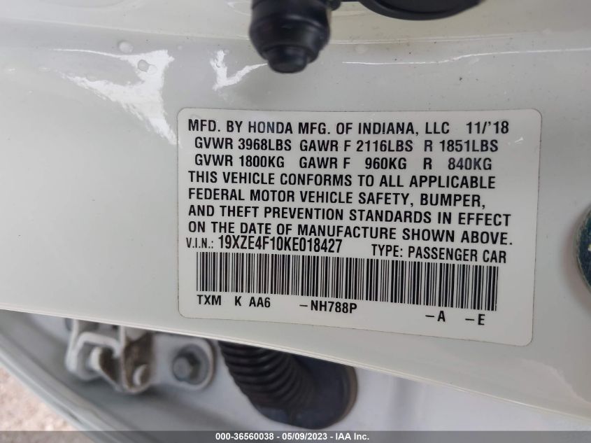 2019 HONDA INSIGHT LX 19XZE4F10KE018427