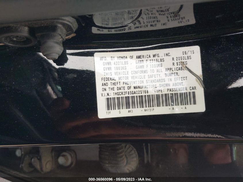2016 HONDA ACCORD SEDAN EX-L - 1HGCR2F85GA025168