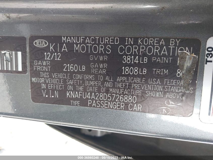 2013 KIA FORTE EX - KNAFU4A28D5726880