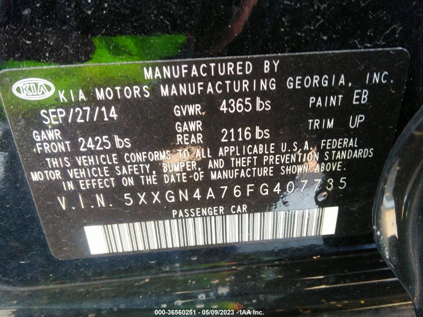 2015 KIA OPTIMA EX - 5XXGN4A76FG407735