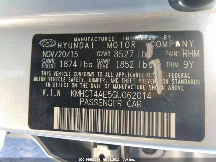 2016 HYUNDAI ACCENT SE - KMHCT4AE5GU062014