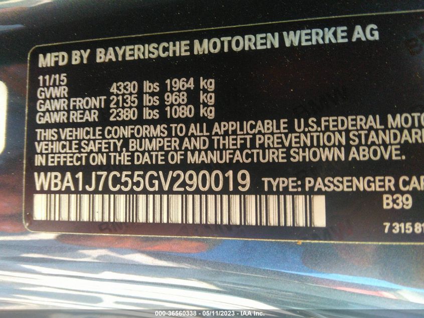 2016 BMW 2 SERIES M235I - WBA1J7C55GV290019