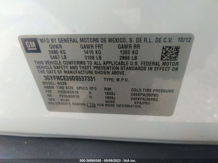 2013 CADILLAC SRX LUXURY COLLECTION - 3GYFNCE39DS537331