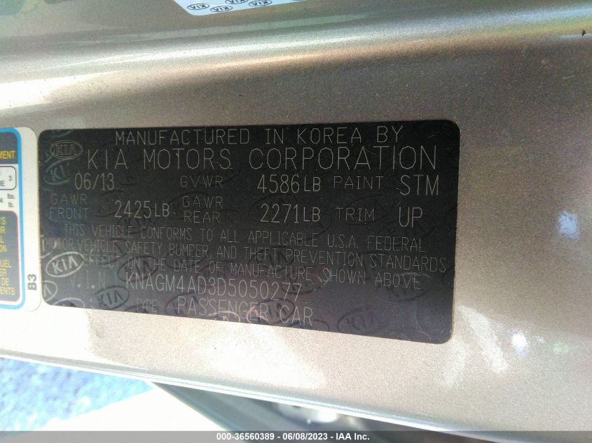 2013 KIA OPTIMA HYBRID LX - KNAGM4AD3D5050277