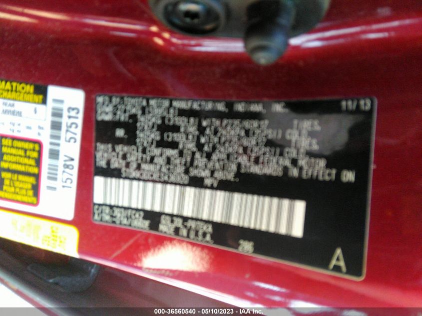 2014 TOYOTA SIENNA LE - 5TDKK3DCXES436920