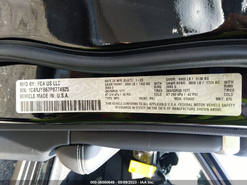 2023 JEEP GRAND CHEROKEE 4XE 1C4RJYB67P8774925