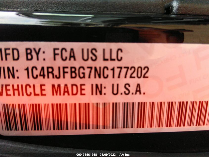 2022 JEEP GRAND CHEROKEE WK LIMITED - 1C4RJFBG7NC177202