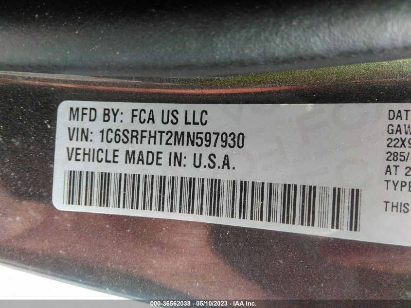 2021 RAM 1500 LIMITED - 1C6SRFHT2MN597930