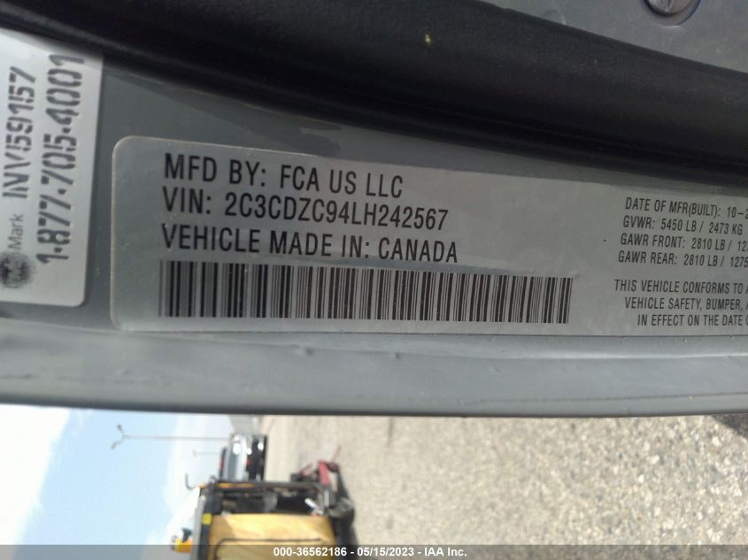 2020 DODGE CHALLENGER SRT HELLCAT - 2C3CDZC94LH242567