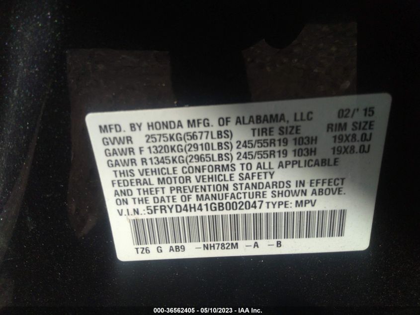 2016 ACURA MDX W/TECH/W/TECH - 5FRYD4H41GB002047