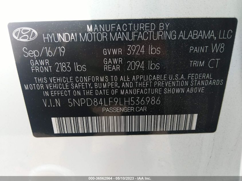 2020 HYUNDAI ELANTRA VALUE EDITION - 5NPD84LF9LH536986