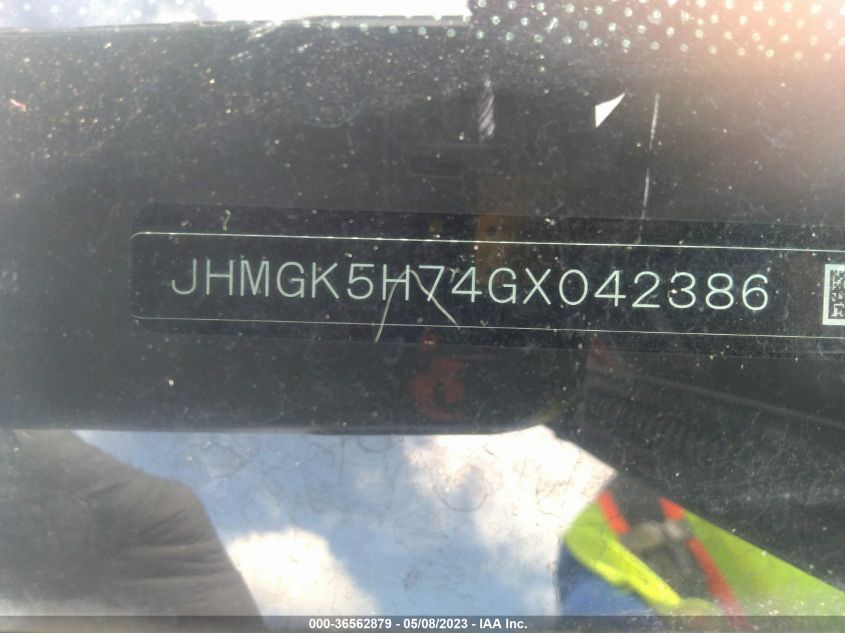 2016 HONDA FIT EX - JHMGK5H74GX042386
