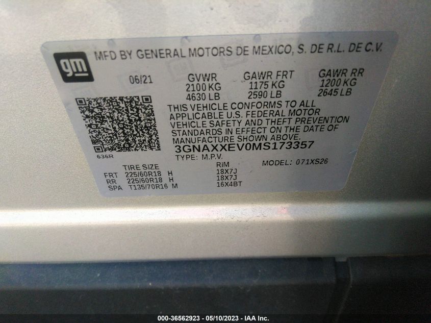 2021 CHEVROLET EQUINOX PREMIER - 3GNAXXEV0MS173357