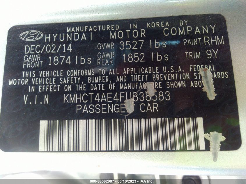 2015 HYUNDAI ACCENT GLS - KMHCT4AE4FU838583