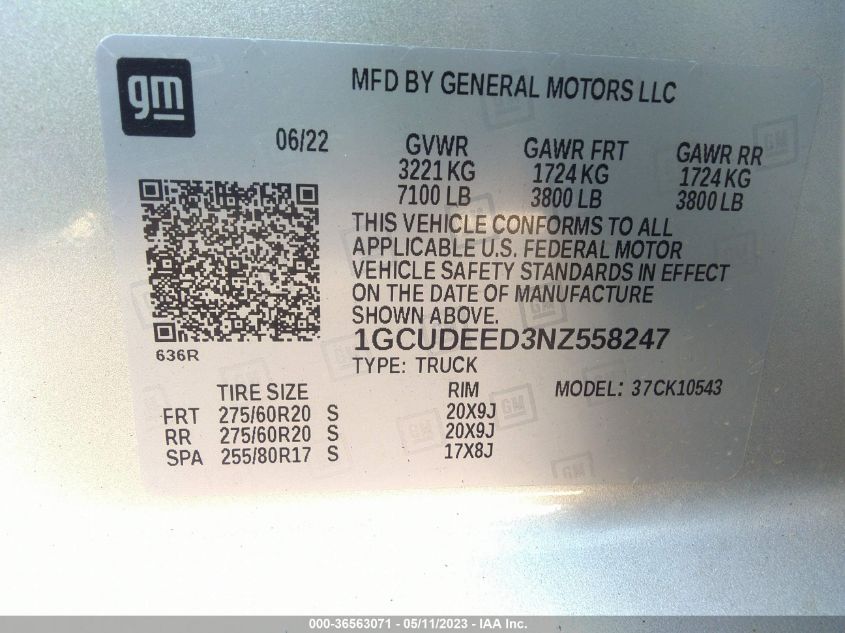 2022 CHEVROLET SILVERADO 1500 RST - 1GCUDEED3NZ558247