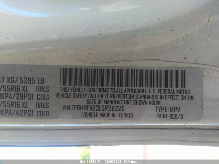 2020 RAM PROMASTER CITY TRADESMAN - ZFBHRFAB3L6P28220