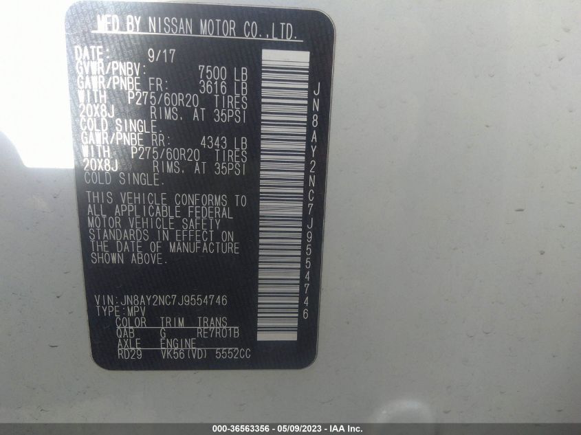 2018 NISSAN ARMADA PLATINUM - JN8AY2NC7J9554746