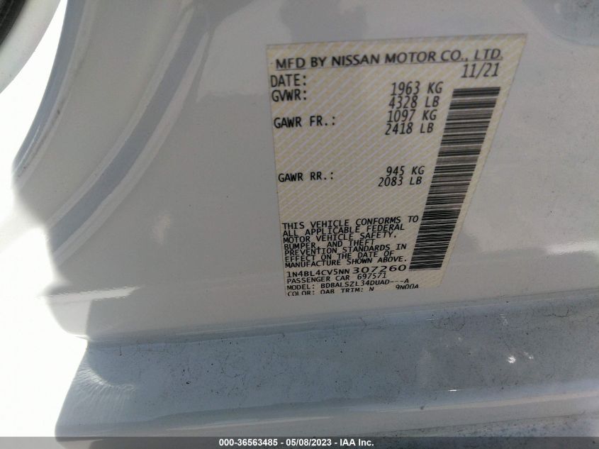 2022 NISSAN ALTIMA 2.5 SR - 1N4BL4CV5NN307260