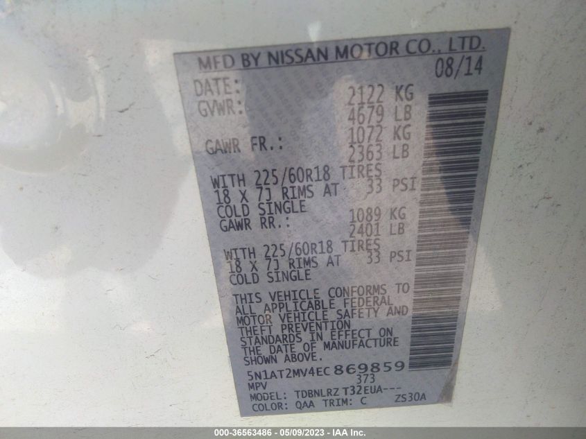 2014 NISSAN ROGUE SL - 5N1AT2MV4EC869859