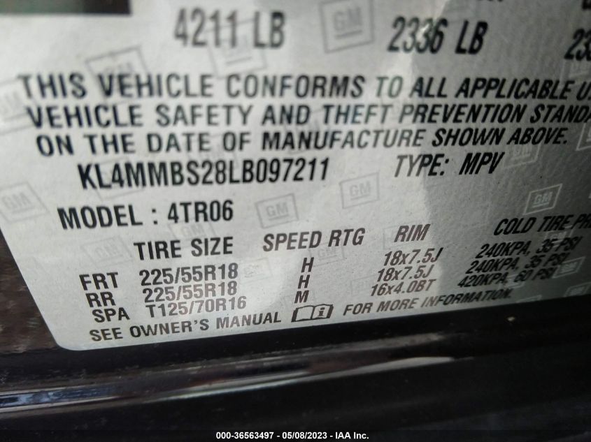 2020 BUICK ENCORE GX PREFERRED - KL4MMBS28LB097211