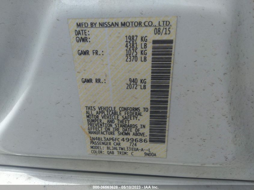 2015 NISSAN ALTIMA 3.5 SL - 1N4BL3AP6FC499686