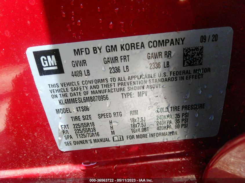 KL4MMESL6MB070956 Buick Encore GX SELECT 9