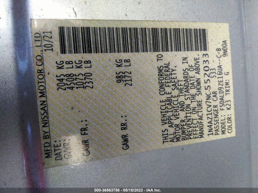 2022 NISSAN LEAF SV - 1N4AZ1CV7NC552033