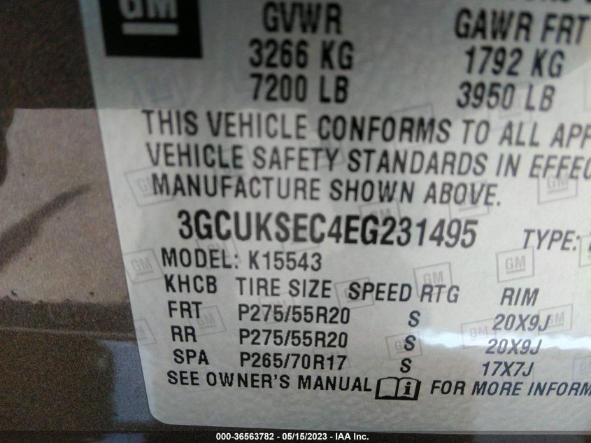 2014 CHEVROLET SILVERADO 1500 LTZ - 3GCUKSEC4EG231495