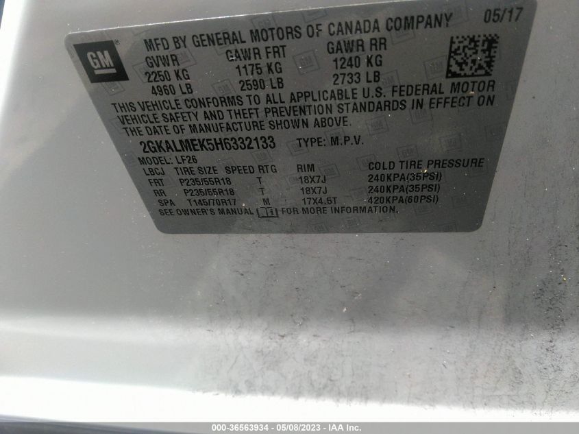 2017 GMC TERRAIN SLE - 2GKALMEK5H6332133