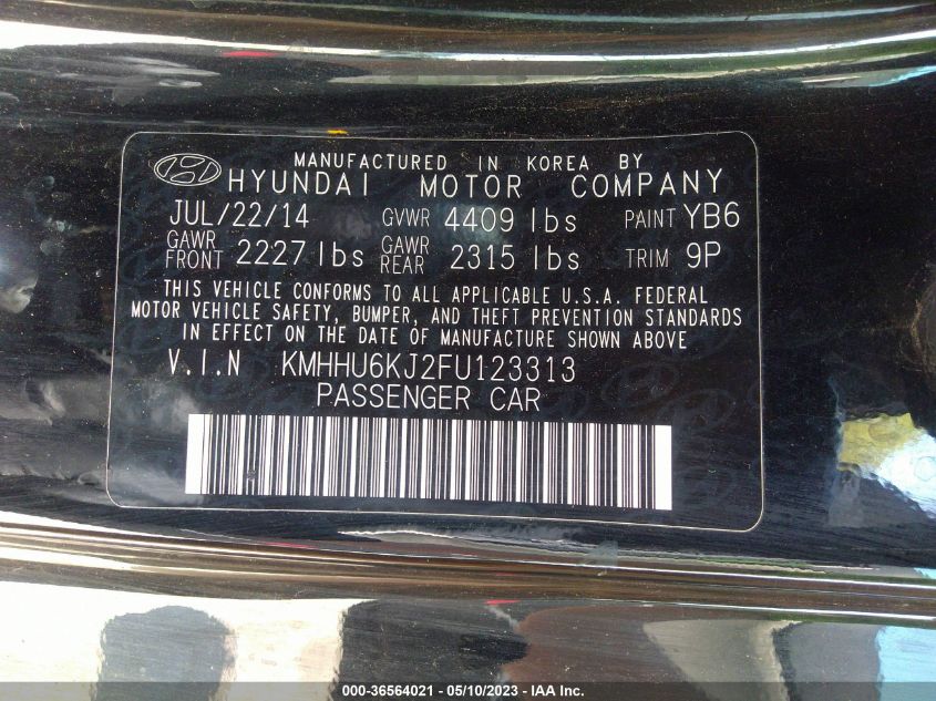 2015 HYUNDAI GENESIS COUPE 3.8L BASE KMHHU6KJ2FU123313