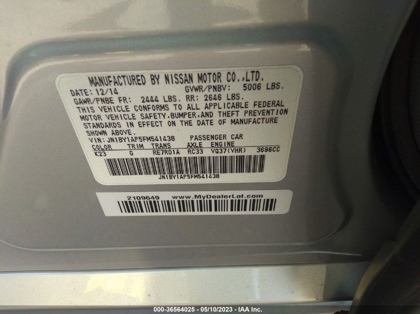 2015 INFINITI Q70 JN1BY1AP5FM541438