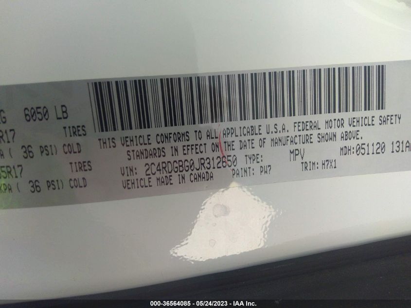 2018 DODGE GRAND CARAVAN SE - 2C4RDGBG0JR312650