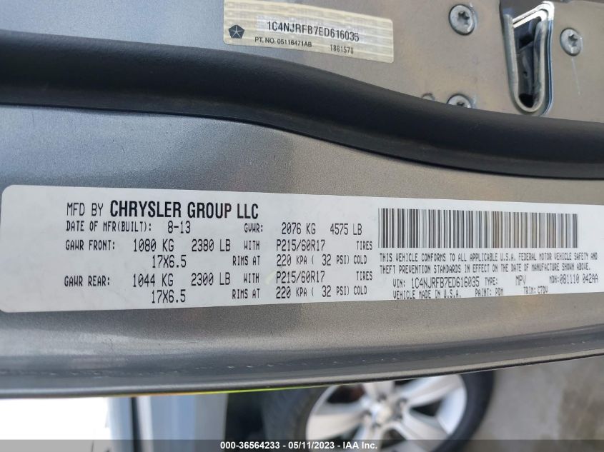 2014 JEEP PATRIOT LATITUDE - 1C4NJRFB7ED616035