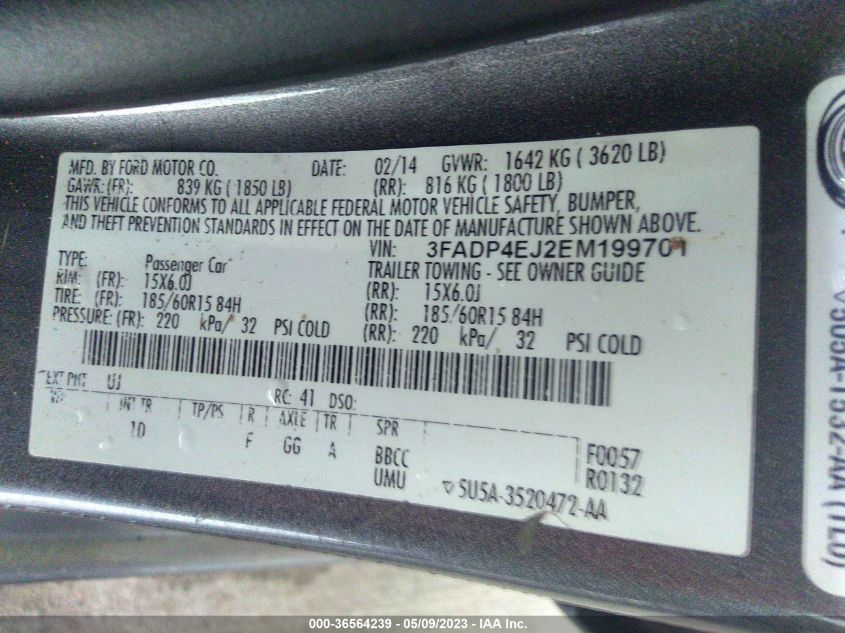 2014 FORD FIESTA SE - 3FADP4EJ2EM199701