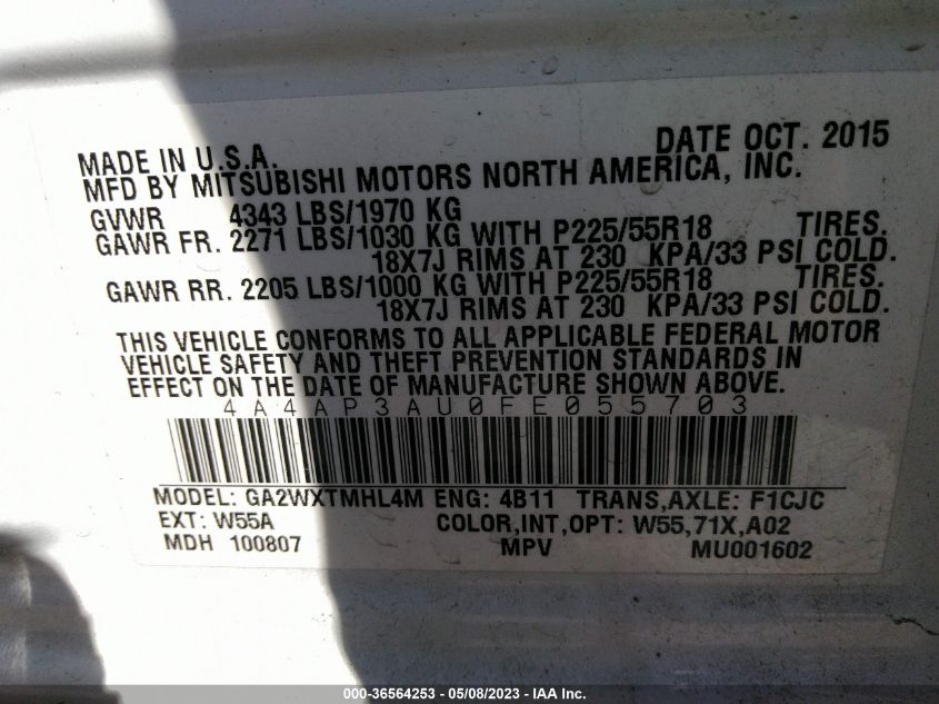 2015 MITSUBISHI OUTLANDER SPORT ES - 4A4AP3AU0FE055703