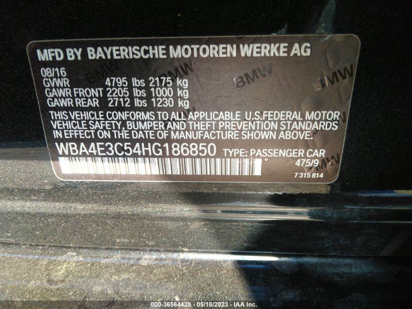 2017 BMW 4 SERIES 440I - WBA4E3C54HG186850