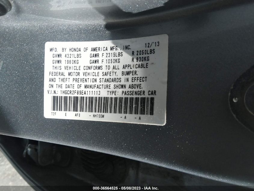 2014 HONDA ACCORD SEDAN EX-L - 1HGCR2F89EA111113