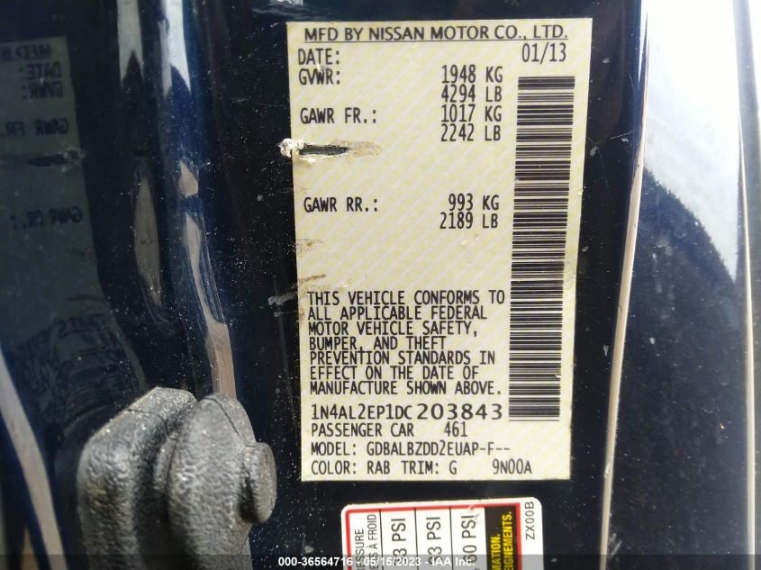 2013 NISSAN ALTIMA 2.5 S - 1N4AL2EP1DC203843