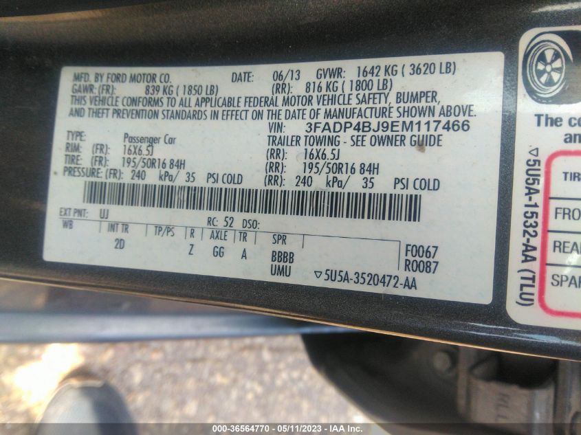 2014 FORD FIESTA SE - 3FADP4BJ9EM117466