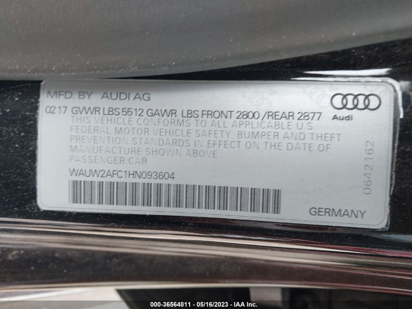 2017 AUDI A7 PREMIUM PLUS - WAUW2AFC1HN093604
