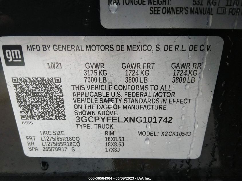 2022 CHEVROLET SILVERADO 1500 LTD LT TRAIL BOSS - 3GCPYFELXNG101742