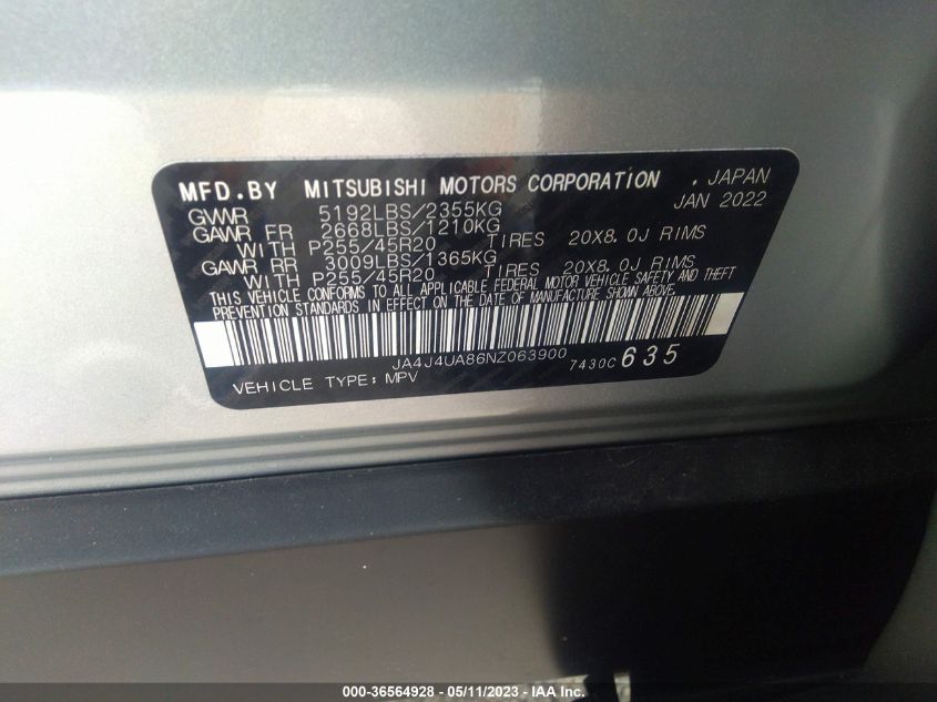 2022 MITSUBISHI OUTLANDER SE - JA4J4UA86NZ063900