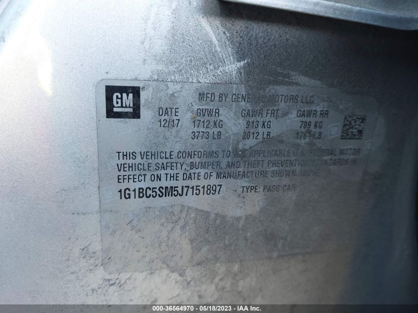 2018 CHEVROLET CRUZE LS - 1G1BC5SM5J7151897